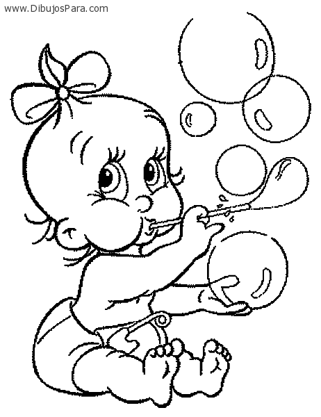 Dibujo de un Bebe jugando con burbujas | Dibujos de Bebes para ...