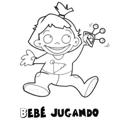 Dibujo de un bebé jugando para imprimir y colorear Dibujo de un bebé jugando para imprimir y colorear