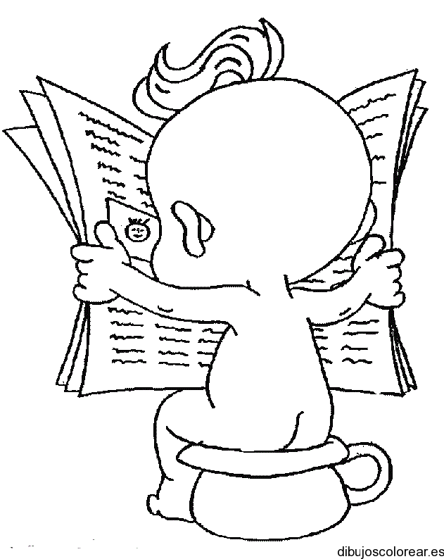 Dibujo de un bebé con un periódico | Dibujos para Colorear Dibujo de un bebé con un periódico | Dibujos para Colorear
