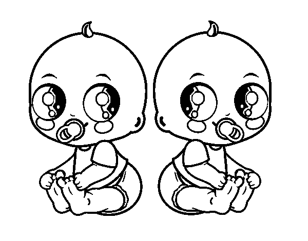 Dibujo de Bebés gemelos para Colorear - Dibujos.net Dibujo de Bebés gemelos para Colorear - Dibujos.net
