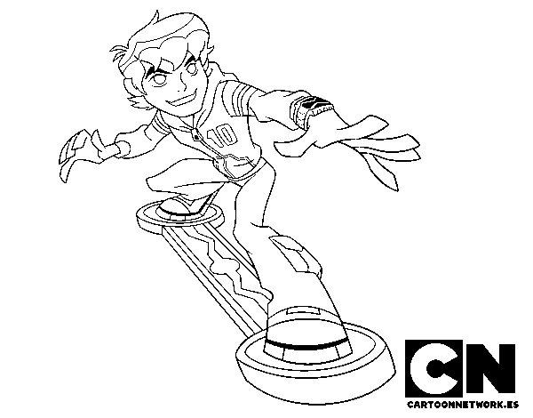 Dibujo de Ben 10 skateboard para Colorear - Dibujos.net Dibujo de Ben 10 skateboard para Colorear - Dibujos.net