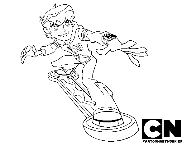 Dibujo de Ben 10 skateboard para Colorear - Dibujos.net