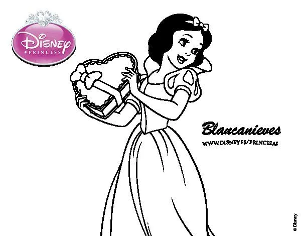 Dibujo de Blancanieves - Blancanieves con corazón para Colorear ... Dibujo de Blancanieves - Blancanieves con corazón para Colorear ...