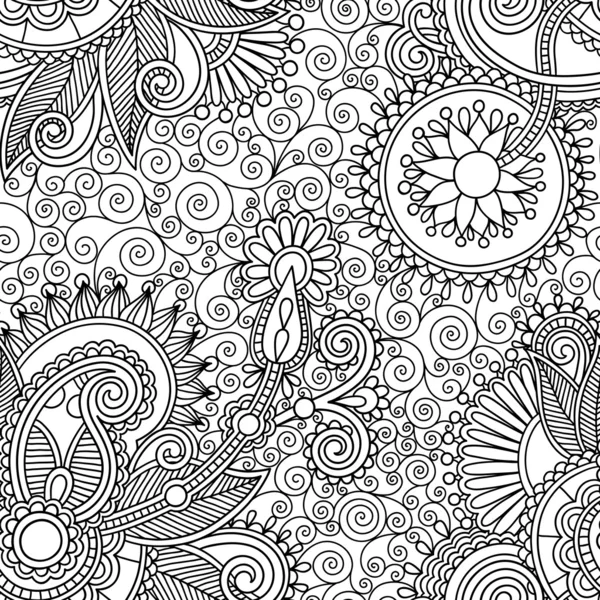 Dibujo blanco y negro adornado inconsútil flor paisley diseño ... Dibujo blanco y negro adornado inconsútil flor paisley diseño ...