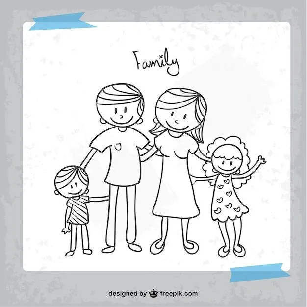 Dibujo en blanco y negro de familia | Vector Premium Dibujo en blanco y negro de familia | Vector Premium