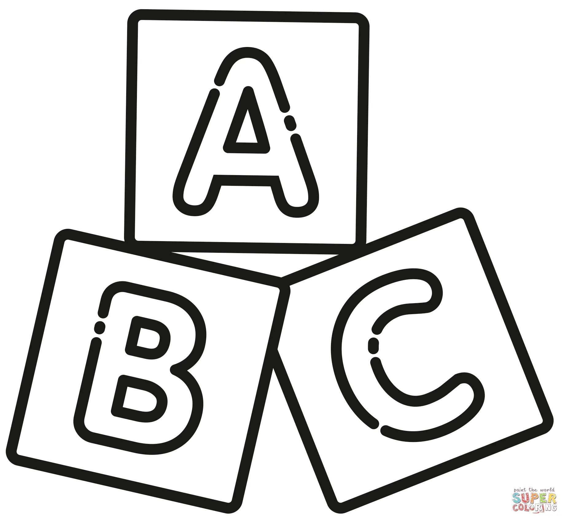 Dibujo de bloques abecedario para colorear | Dibujos para colorear imprimir gratis