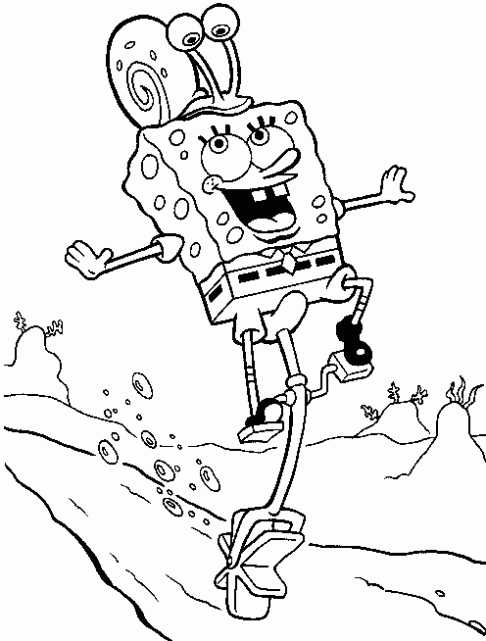 Dibujo de Bob Esponja y Gary para colorear. Dibujos infantiles de ... Dibujo de Bob Esponja y Gary para colorear. Dibujos infantiles de ...
