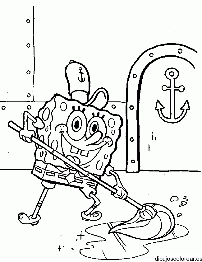 Dibujo de Bob la esponja limpiando | Dibujos para Colorear Dibujo de Bob la esponja limpiando | Dibujos para Colorear