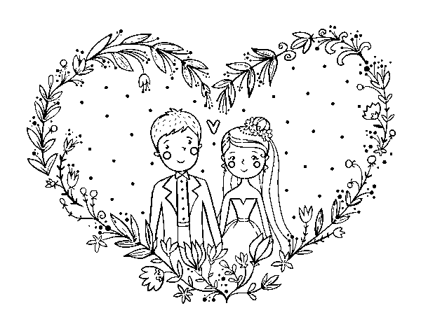 Dibujo de Boda corazón para Colorear - Dibujos.net