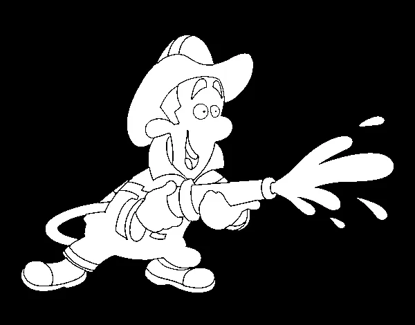 Dibujo de Bombero en acción para Colorear - Dibujos.net
