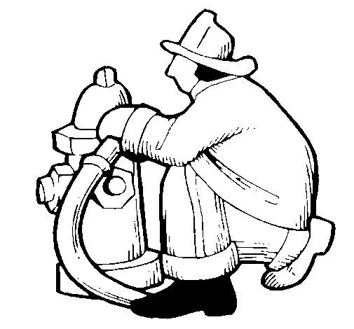 Dibujo de Bombero en la boca de incendios para Colorear - Dibujos.net