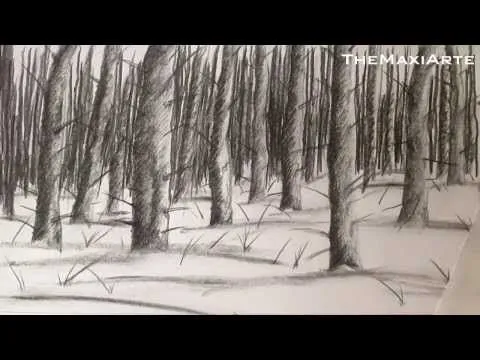 Dibujo de un bosque con nieve, cómo dibujar nieve y paisajes HD ... Dibujo de un bosque con nieve, cómo dibujar nieve y paisajes HD ...
