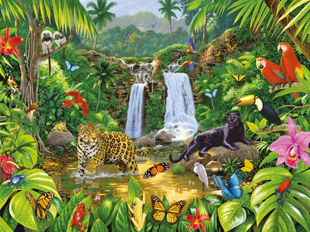 dibujo del bosque tropical | Animal mural, Forest art, Jungle art dibujo del bosque tropical | Animal mural, Forest art, Jungle art