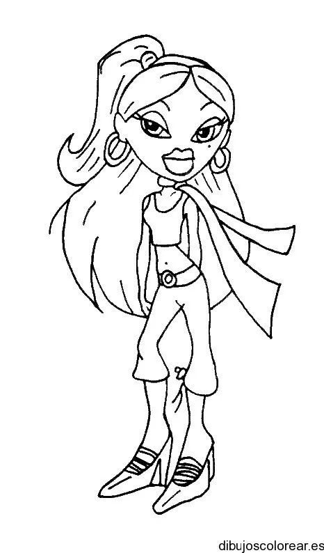 Dibujo de una Bratz con bufanda | Dibujos para Colorear