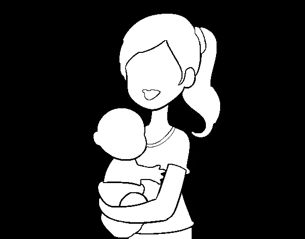 Dibujo de En brazos de mamá para Colorear - Dibujos.net Dibujo de En brazos de mamá para Colorear - Dibujos.net