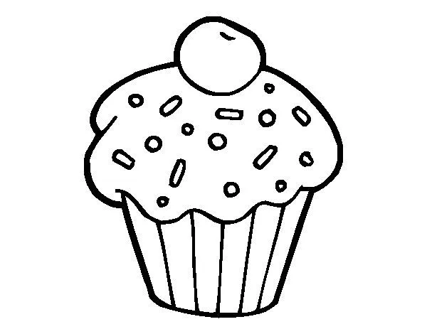 Dibujo de Brownie con cereza para Colorear - Dibujos.net Dibujo de Brownie con cereza para Colorear - Dibujos.net