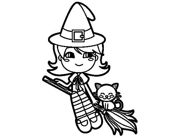 Dibujo de Brujita simpática para Colorear - Dibujos.net Dibujo de Brujita simpática para Colorear - Dibujos.net