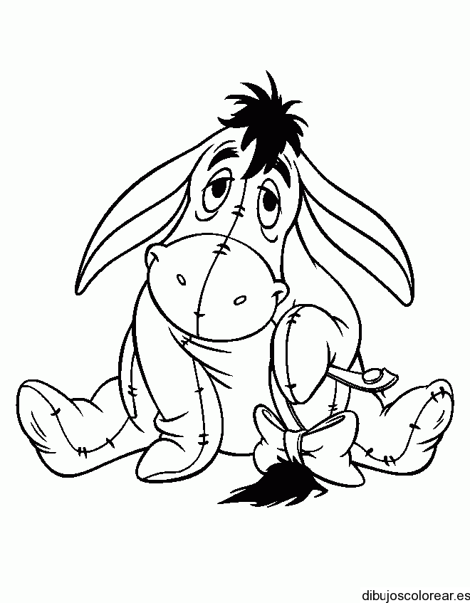 Dibujo del burro Igor sentado | Dibujos para Colorear