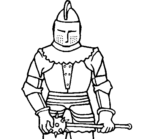 Dibujo de Caballero con una maza para Colorear Dibujo de Caballero con una maza para Colorear