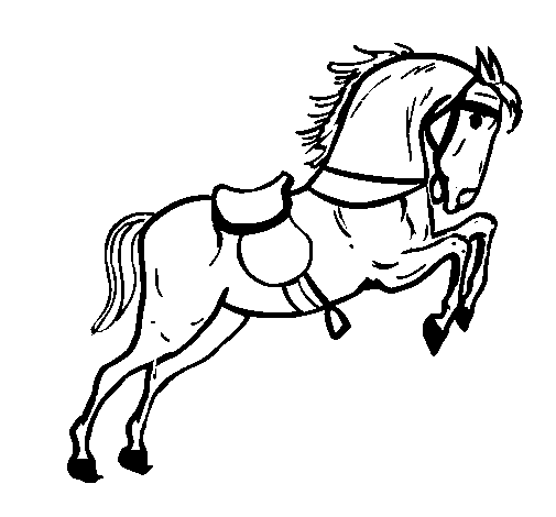 Dibujo de Caballo con silla saltando para Colorear - Dibujos.net Dibujo de Caballo con silla saltando para Colorear - Dibujos.net