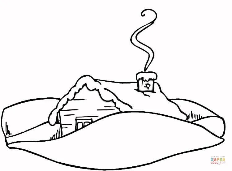 Dibujo de Cabaña en invierno para colorear | Dibujos para colorear ...