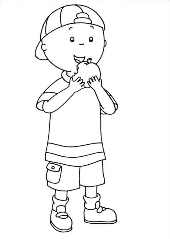 Dibujo de Caillou comiendo una manzana para colorear. Dibujos ...