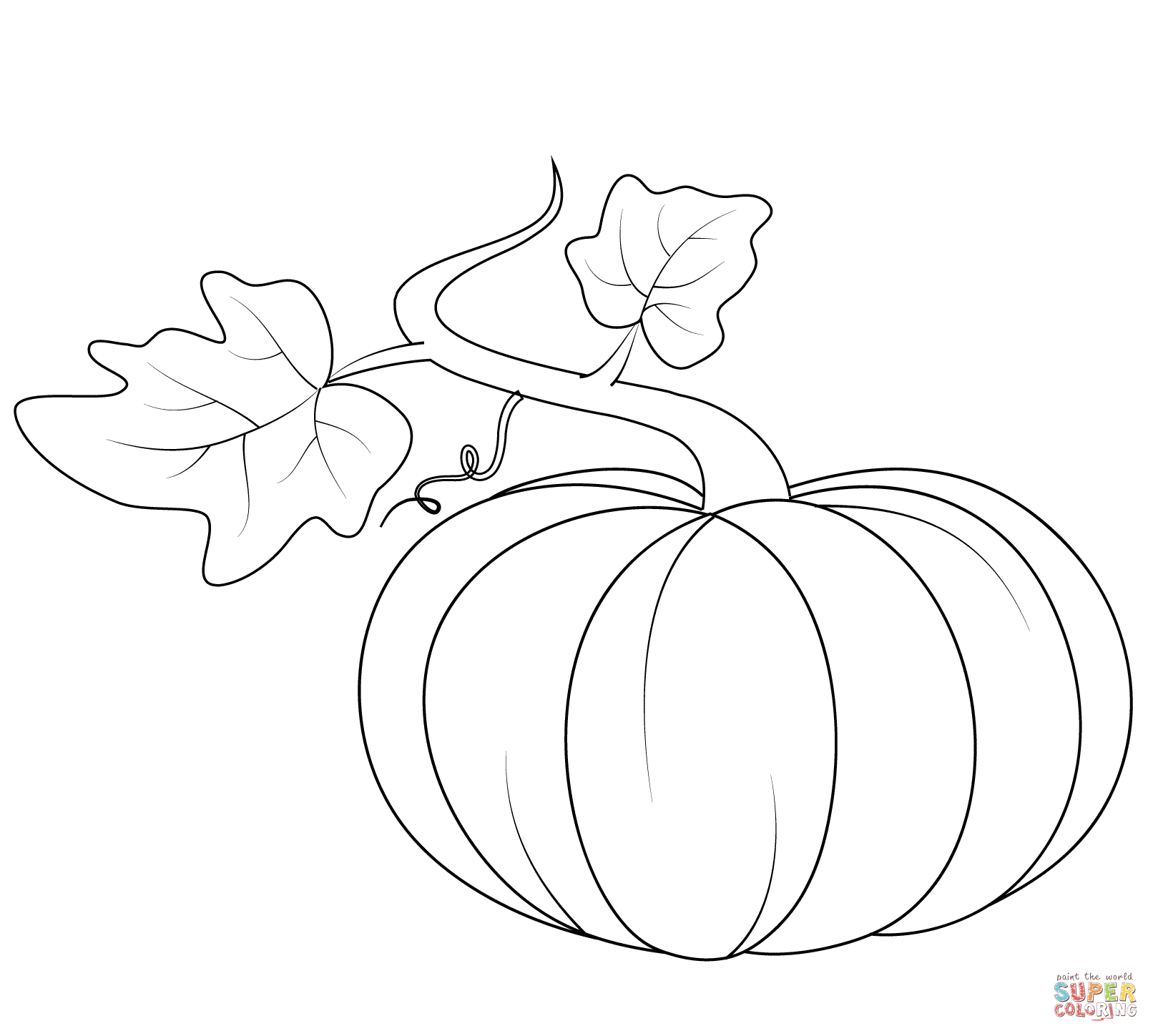 Dibujo de Calabaza con Hojas para colorear | Dibujos para colorear imprimir gratis Dibujo de Calabaza con Hojas para colorear | Dibujos para colorear imprimir gratis