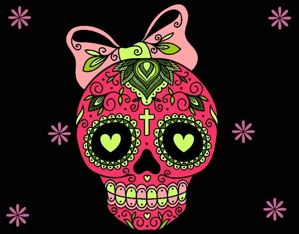 Dibujo de Calavera mexicana con lazo pintado por Elisanche7 en ... Dibujo de Calavera mexicana con lazo pintado por Elisanche7 en ...