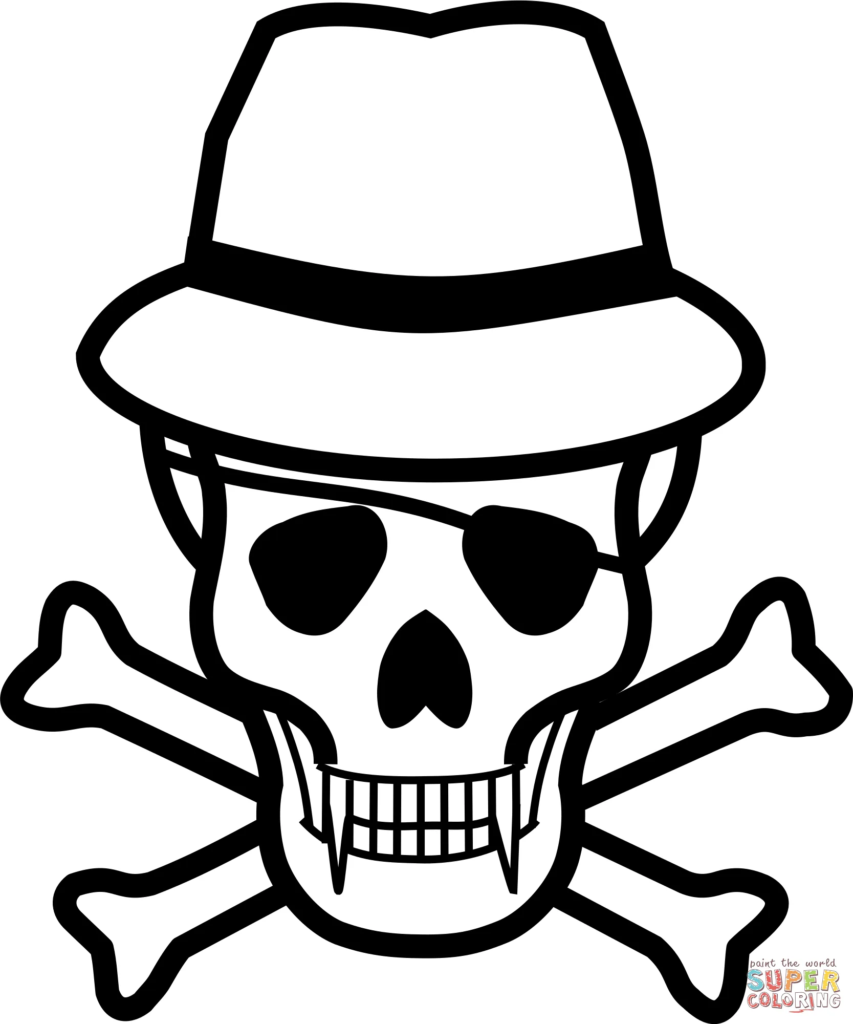 Dibujo de calavera y sombrero para colorear | Dibujos para colorear imprimir gratis Dibujo de calavera y sombrero para colorear | Dibujos para colorear imprimir gratis