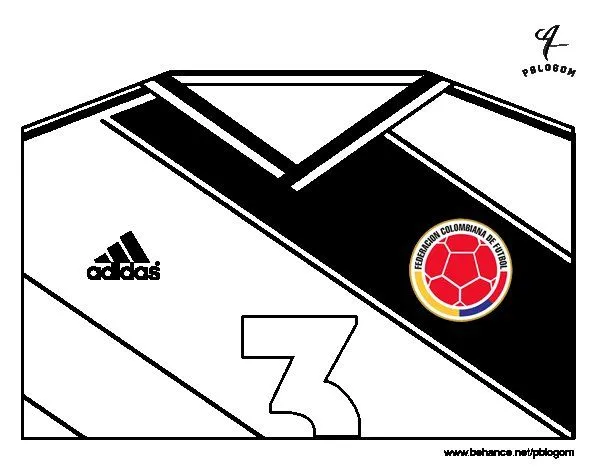 Dibujo de Camiseta del mundial de fútbol 2014 de Colombia para ... Dibujo de Camiseta del mundial de fútbol 2014 de Colombia para ...