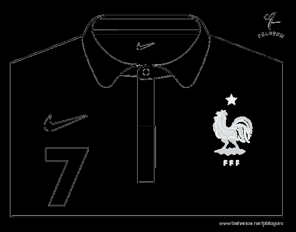 Dibujo de Camiseta del mundial de fútbol 2014 de Francia para ... Dibujo de Camiseta del mundial de fútbol 2014 de Francia para ...