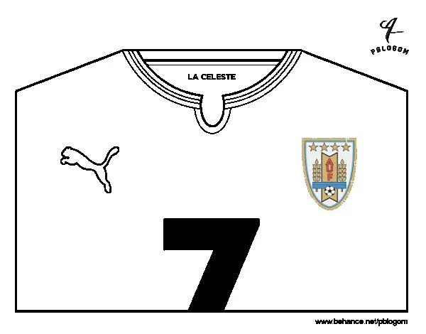 Dibujo de Camiseta del mundial de fútbol 2014 de Uruguay para ...