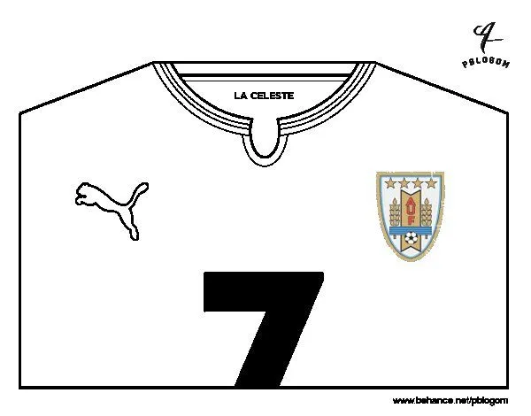 Dibujo de Camiseta del mundial de fútbol 2014 de Uruguay para ... Dibujo de Camiseta del mundial de fútbol 2014 de Uruguay para ...