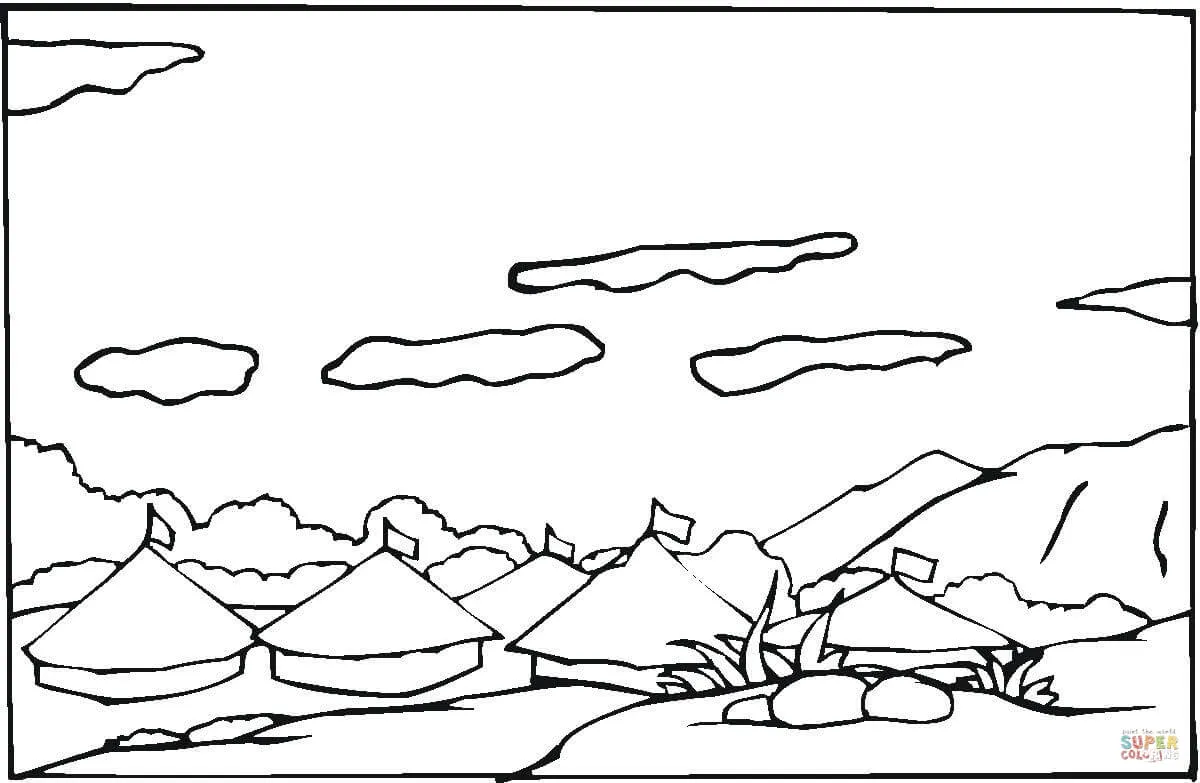 Dibujo de Campamento de Nómadas para colorear | Dibujos para colorear imprimir gratis Dibujo de Campamento de Nómadas para colorear | Dibujos para colorear imprimir gratis