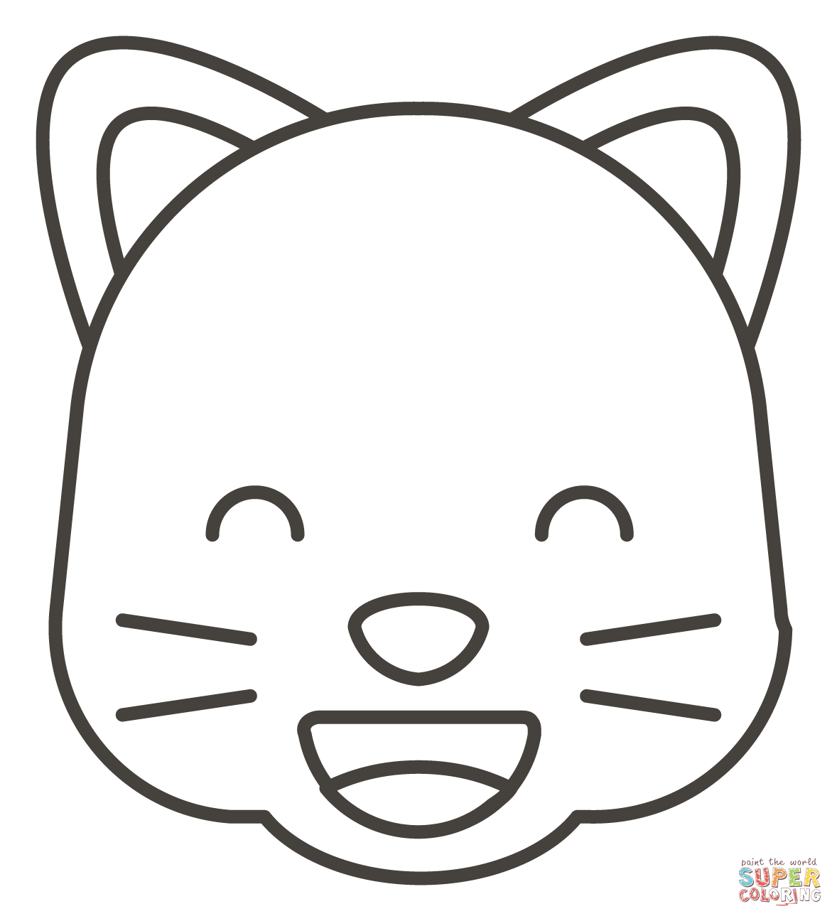 Dibujo de Cara de gato sonriente con ojos sonrientes para colorear | Dibujos para colorear imprimir gratis Dibujo de Cara de gato sonriente con ojos sonrientes para colorear | Dibujos para colorear imprimir gratis