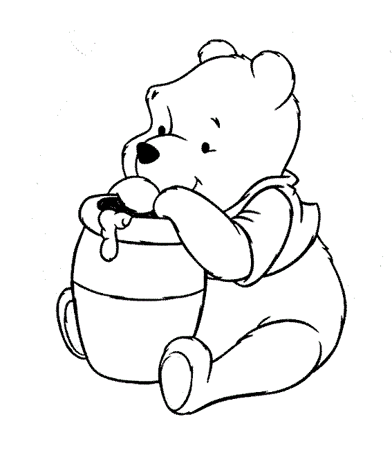 Winnie Pooh para colorear con corazones - Imagui