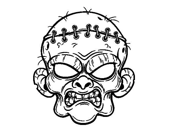 Dibujo de Cara de zombie para Colorear - Dibujos.net Dibujo de Cara de zombie para Colorear - Dibujos.net