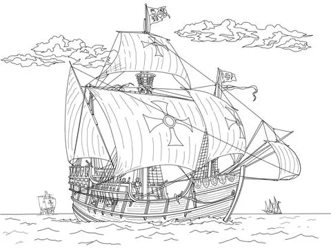 Dibujo de Carabela Santa María para colorear | Dibujos para ... Dibujo de Carabela Santa María para colorear | Dibujos para ...