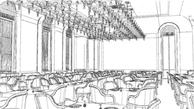 Dibujo a carboncillo del comedor diseñado por Sert - ABC.es Dibujo a carboncillo del comedor diseñado por Sert - ABC.es