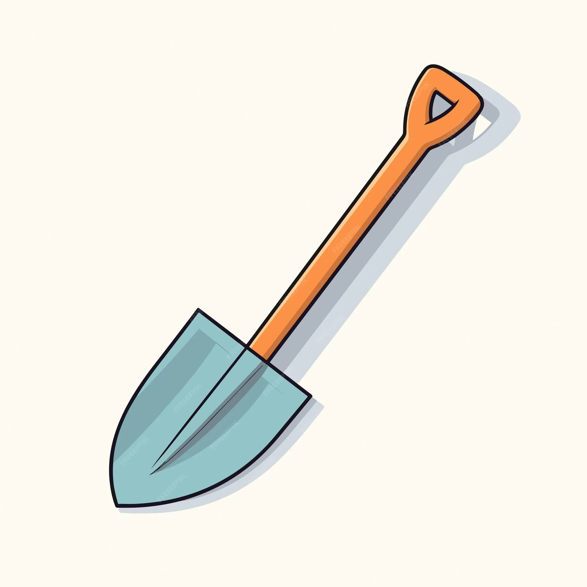 Dibujo de caricatura de una pala con mango de madera. | Vector Premium Dibujo de caricatura de una pala con mango de madera. | Vector Premium