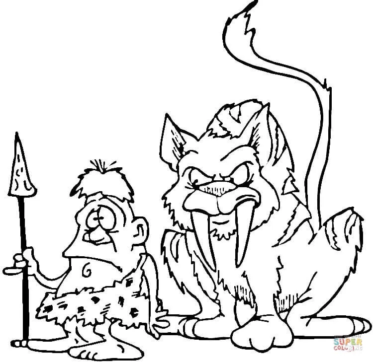 Dibujo de Caricatura de un Tigre Dientes de Sable para colorear | Dibujos para colorear imprimir gratis Dibujo de Caricatura de un Tigre Dientes de Sable para colorear | Dibujos para colorear imprimir gratis