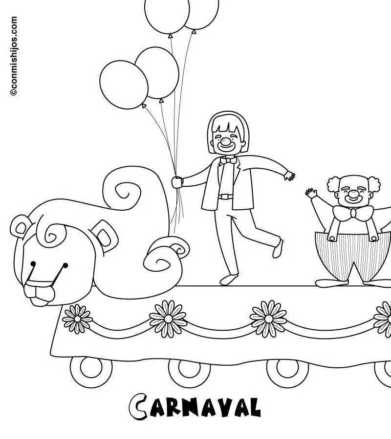 Dibujo de Carnaval disfraz de circo para pintar con niños Dibujo de Carnaval disfraz de circo para pintar con niños