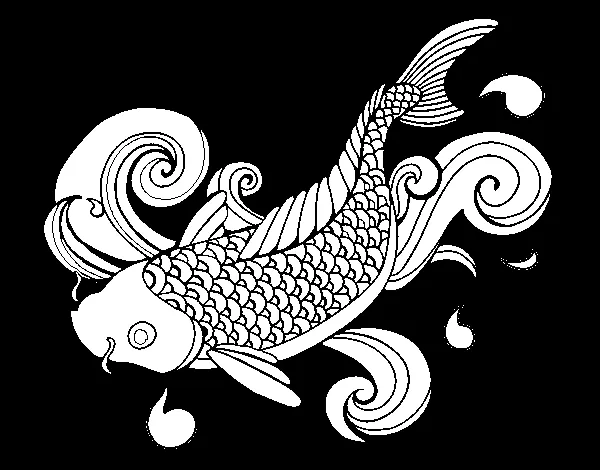 Dibujo de Carpa koi para Colorear - Dibujos.net
