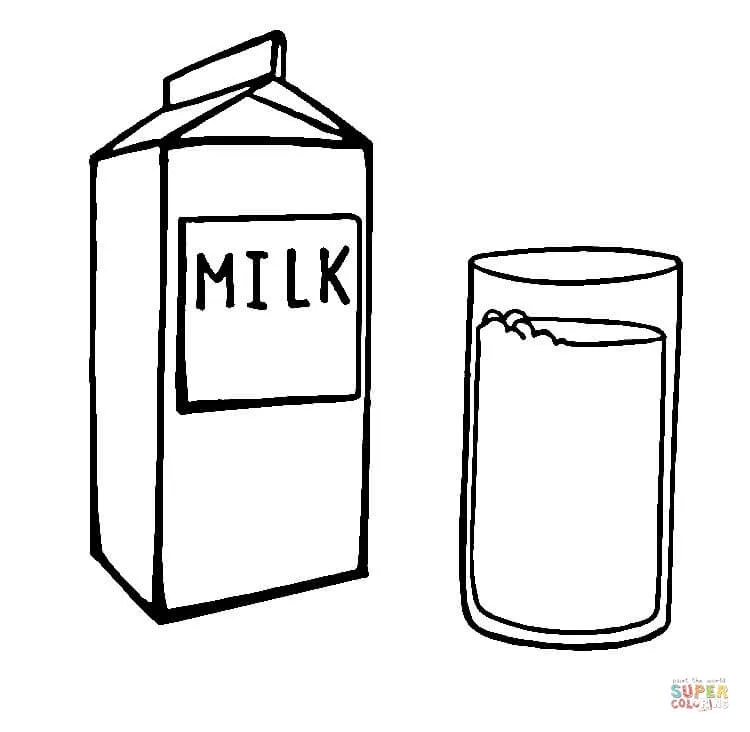 Dibujo de Un Cartón y un Vaso de Leche para colorear | Dibujos ...