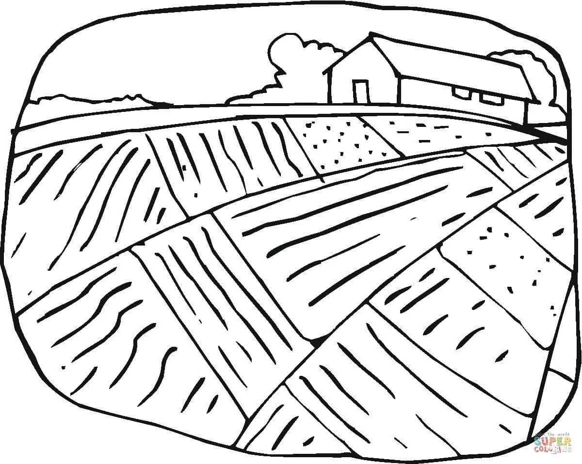 Dibujo de Casa de Campo y Sembrados para colorear | Dibujos para ...