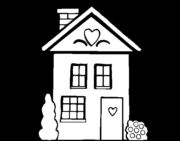 Dibujo de Casa con corazones para Colorear - Dibujos.net Dibujo de Casa con corazones para Colorear - Dibujos.net