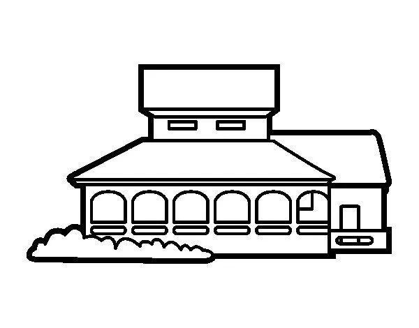 Dibujo de Casa escuela para Colorear - Dibujos.net Dibujo de Casa escuela para Colorear - Dibujos.net