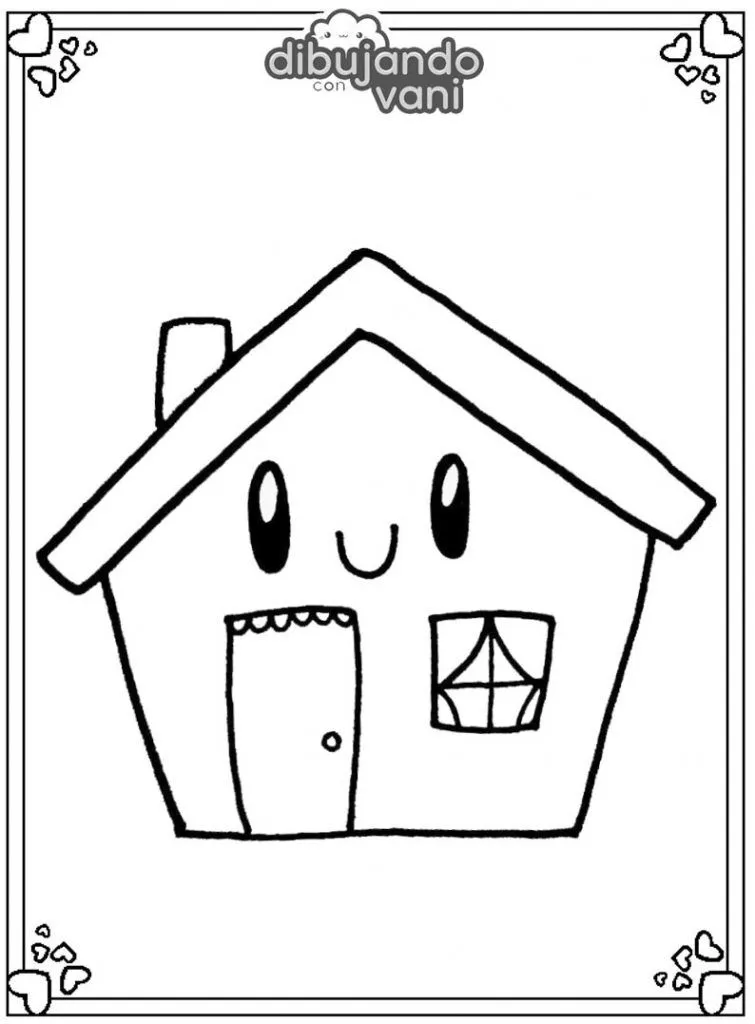 Dibujo de una casa para imprimir y colorear - Dibujando con Vani Dibujo de una casa para imprimir y colorear - Dibujando con Vani