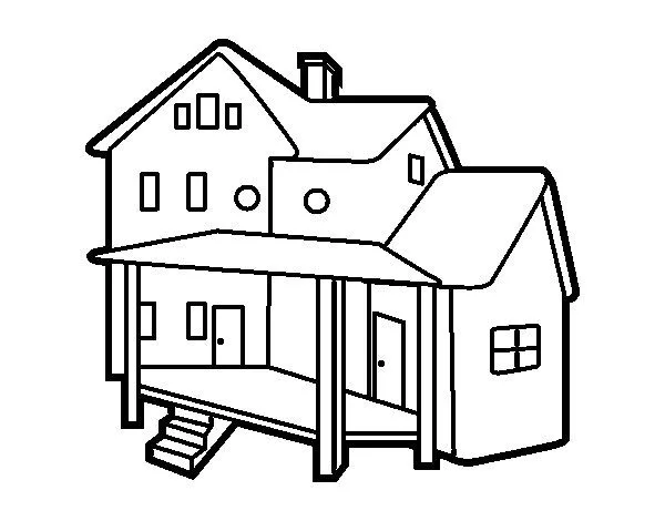 Dibujo de Casa con porche para Colorear - Dibujos.net Dibujo de Casa con porche para Colorear - Dibujos.net