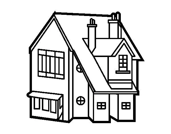 Dibujo de Casa unifamiliar para Colorear - Dibujos.net Dibujo de Casa unifamiliar para Colorear - Dibujos.net